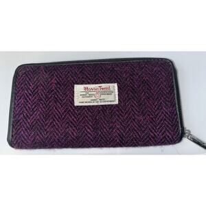 Harris Tweed Large Zip Wallet | Tweeds of Scotland | Burgundy | EUC